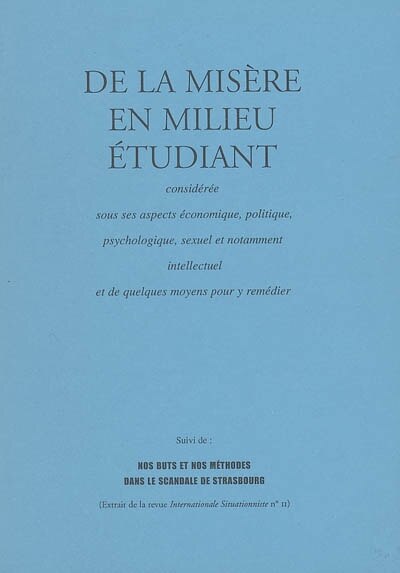 Front cover_De la misère en milieu étudiant