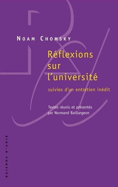 Front cover_Réflexions sur l'université : suivies d'un entretien inédit