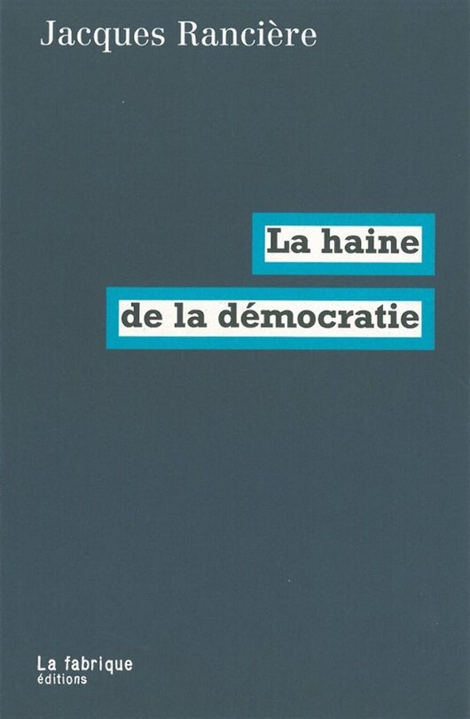 Front cover_La haine de la démocratie