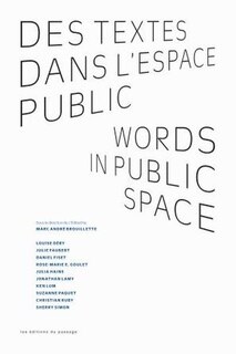 Front cover_Des textes dans l'espace public