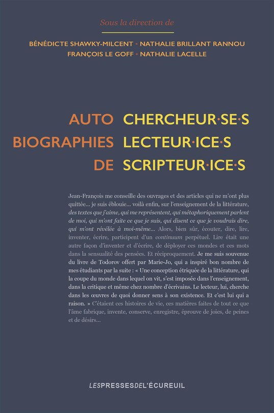 Couverture_Autobiographies de chercheur.se.s, lecteur.ice.s, scripteur.ice.s