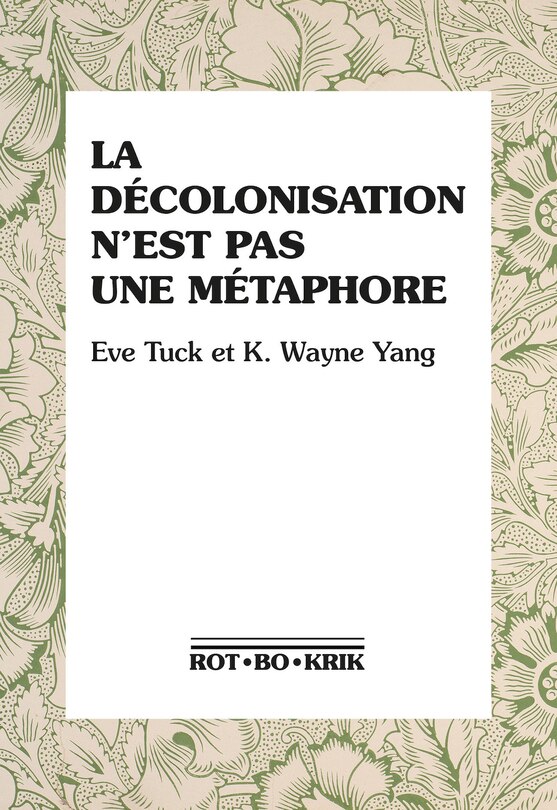 Front cover_La décolonisation n'est pas une métaphore