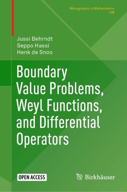 Couverture_Boundary Value Problems, Weyl Functions, And Differential Operators