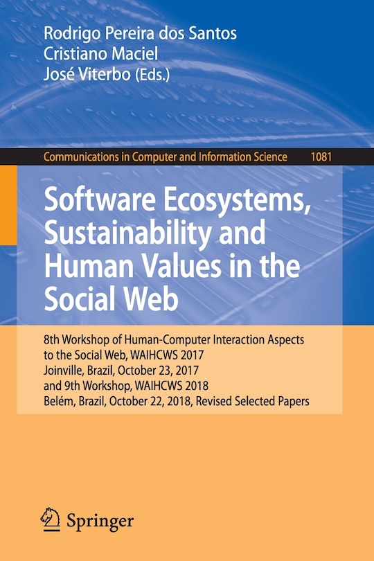 Front cover_Software Ecosystems, Sustainability and Human Values in the Social Web
