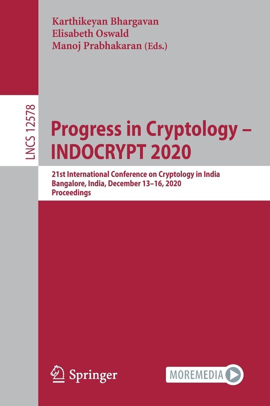 Front cover_Progress in Cryptology - INDOCRYPT 2020