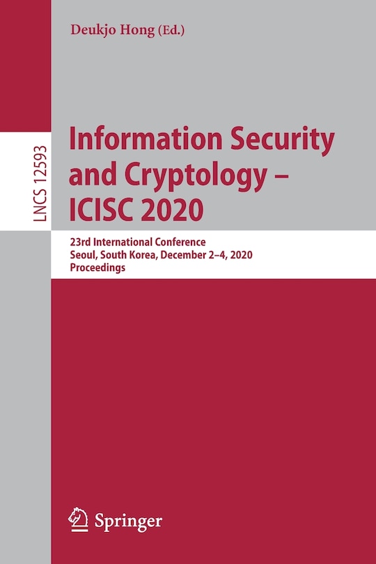 Couverture_Information Security And Cryptology - Icisc 2020