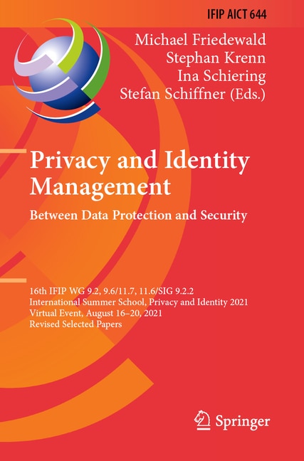 Front cover_Privacy and Identity Management. Between Data Protection and Security