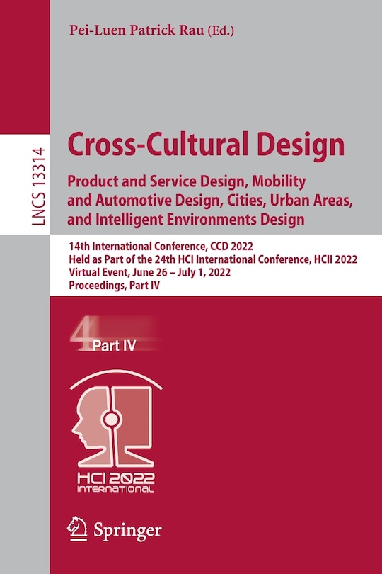 Front cover_Cross-Cultural Design. Product and Service Design, Mobility and Automotive Design, Cities, Urban Areas, and Intelligent Environments Design