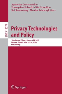 Couverture_Privacy Technologies and Policy