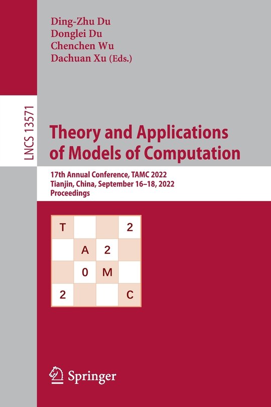 Front cover_Theory and Applications of Models of Computation