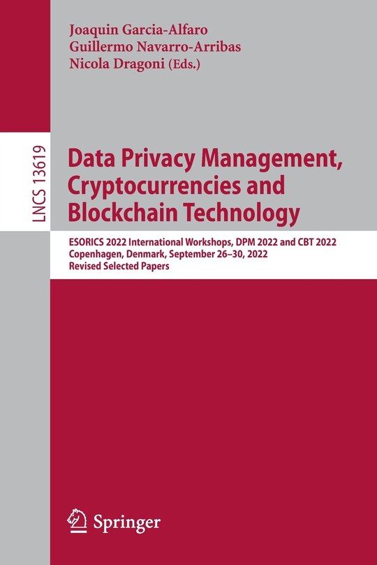 Front cover_Data Privacy Management, Cryptocurrencies and Blockchain Technology