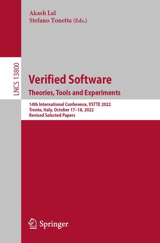 Front cover_Verified Software. Theories, Tools and Experiments.