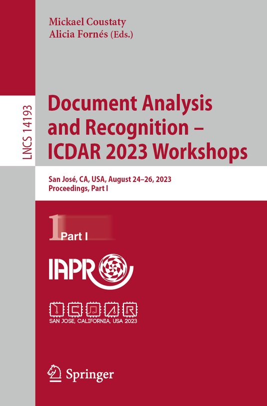Front cover_Document Analysis and Recognition - ICDAR 2023 Workshops
