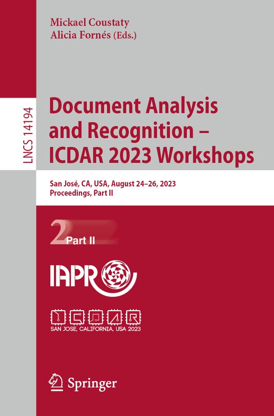 Front cover_Document Analysis and Recognition - ICDAR 2023 Workshops
