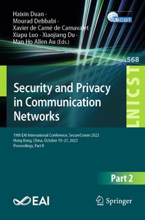 Front cover_Security and Privacy in Communication Networks