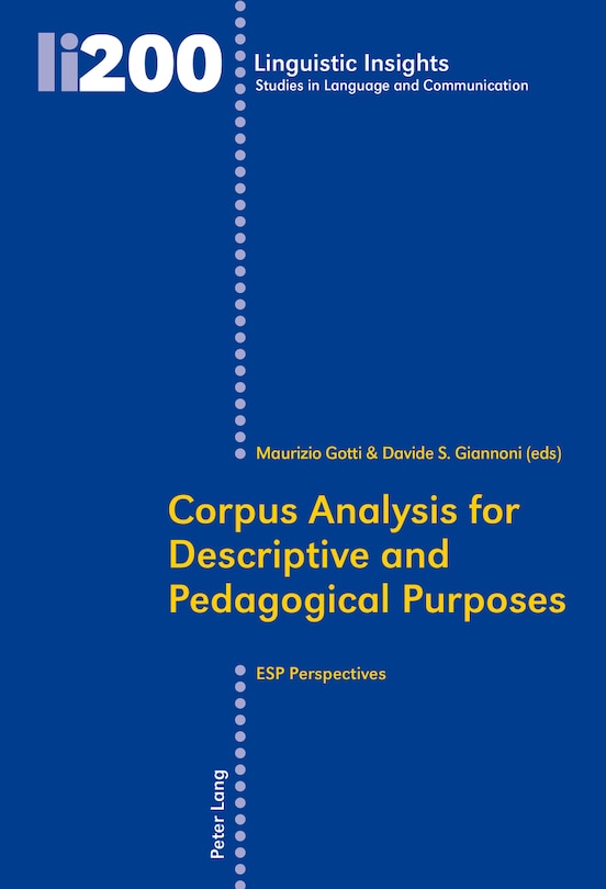 Couverture_Corpus Analysis for Descriptive and Pedagogical Purposes