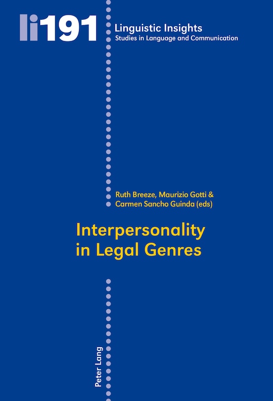 Front cover_Interpersonality in Legal Genres