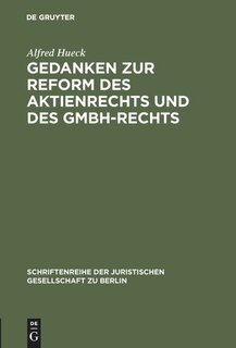 Front cover_Gedanken zur Reform des Aktienrechts und des GmbH-Rechts