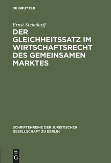 Couverture_Der Gleichheitssatz im Wirtschaftsrecht des Gemeinsamen Marktes