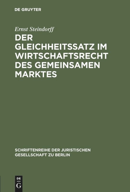 Couverture_Der Gleichheitssatz im Wirtschaftsrecht des Gemeinsamen Marktes