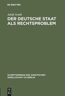Front cover_Der deutsche Staat als Rechtsproblem