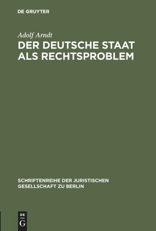 Front cover_Der deutsche Staat als Rechtsproblem