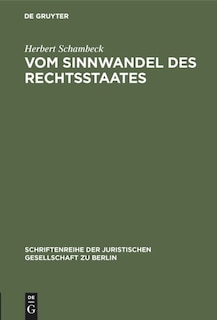 Front cover_Vom Sinnwandel des Rechtsstaates