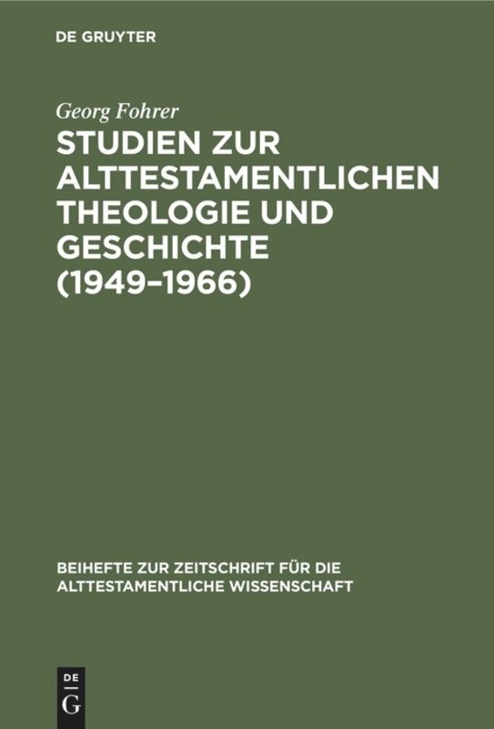 Couverture_Studien zur alttestamentlichen Theologie und Geschichte (1949–1966)