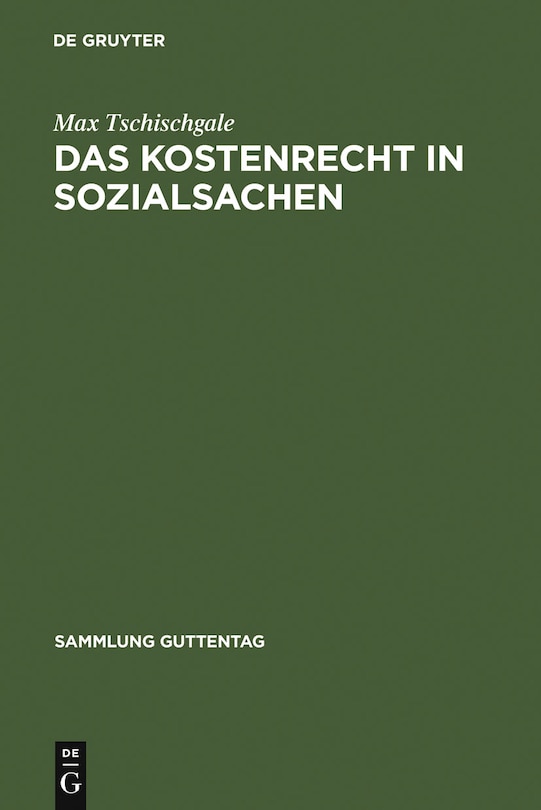 Front cover_Das Kostenrecht in Sozialsachen