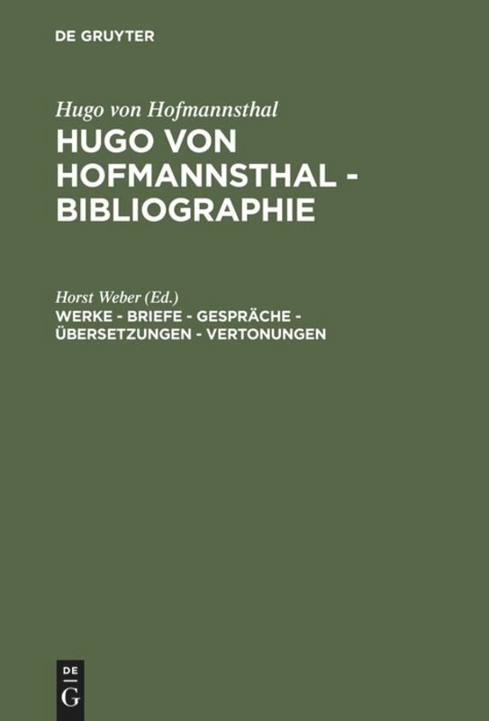 Front cover_Werke - Briefe - Gespräche - Übersetzungen - Vertonungen