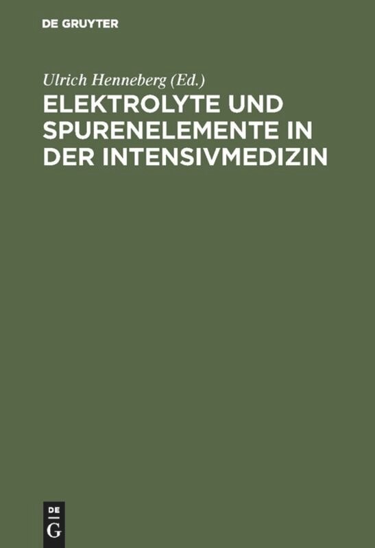 Front cover_Elektrolyte und Spurenelemente in der Intensivmedizin