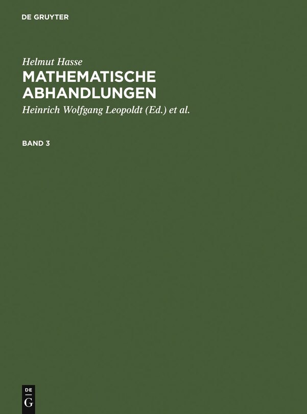 Front cover_Helmut Hasse: Mathematische Abhandlungen. 3