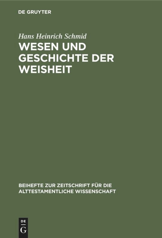 Front cover_Wesen und Geschichte der Weisheit