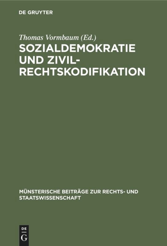 Front cover_Sozialdemokratie und Zivilrechtskodifikation