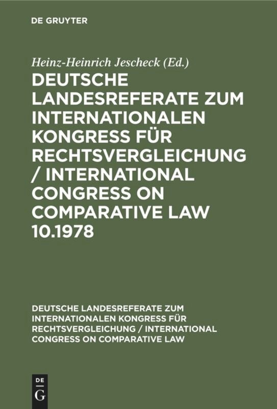 Couverture_Deutsche strafrechtliche Landesreferate zum X. Internationalen Kongreß für Rechtsvergleichung Budapest 1978