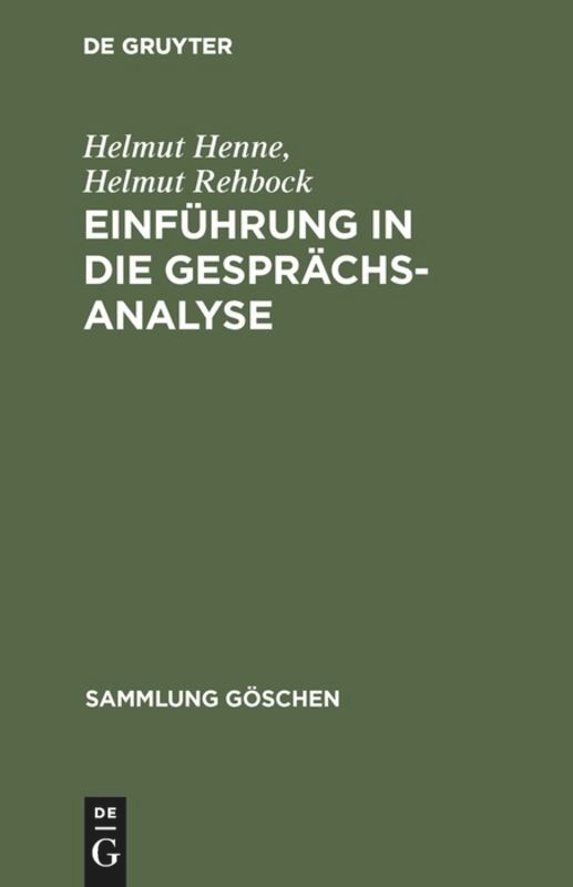 Front cover_Einführung in die Gesprächsanalyse