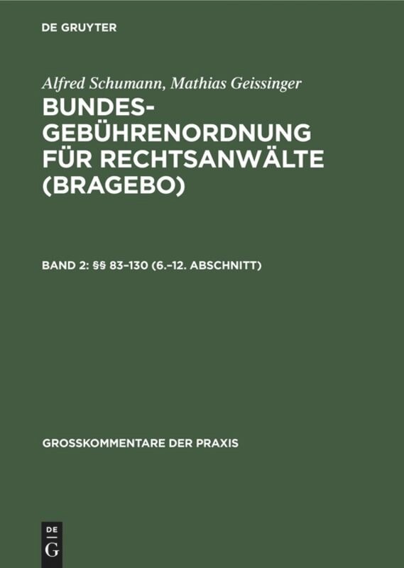 Front cover_§§ 83–130 (6.–12. Abschnitt)