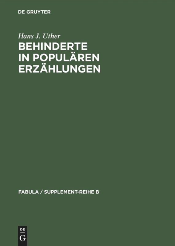 Front cover_Behinderte in populären Erzählungen