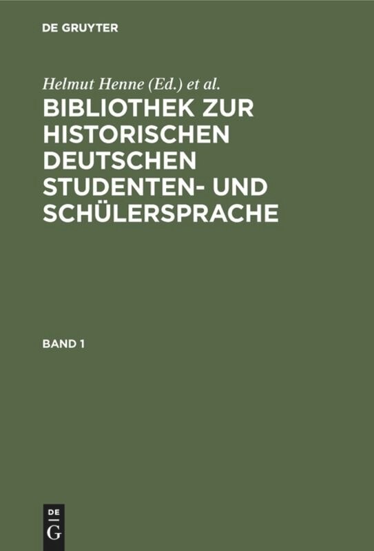Front cover_Bibliothek zur historischen deutschen Studenten- und Schülersprache