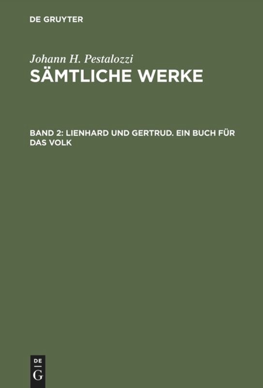 Front cover_Lienhard und Gertrud. Ein Buch für das Volk