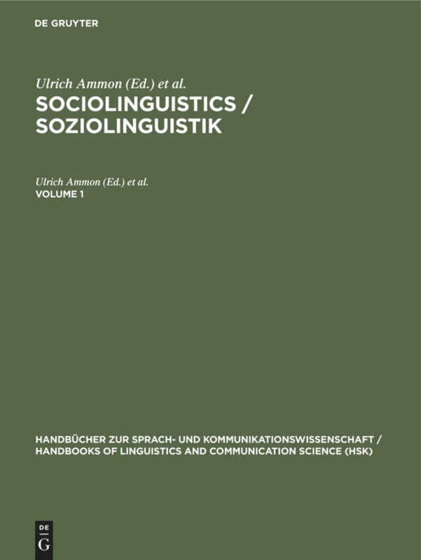 Front cover_Sociolinguistics / Soziolinguistik. Volume 1