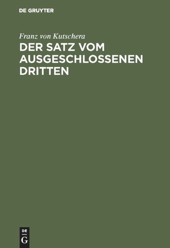 Front cover_Der Satz vom ausgeschlossenen Dritten