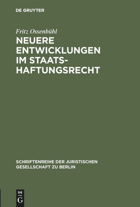 Front cover_Neuere Entwicklungen im Staatshaftungsrecht
