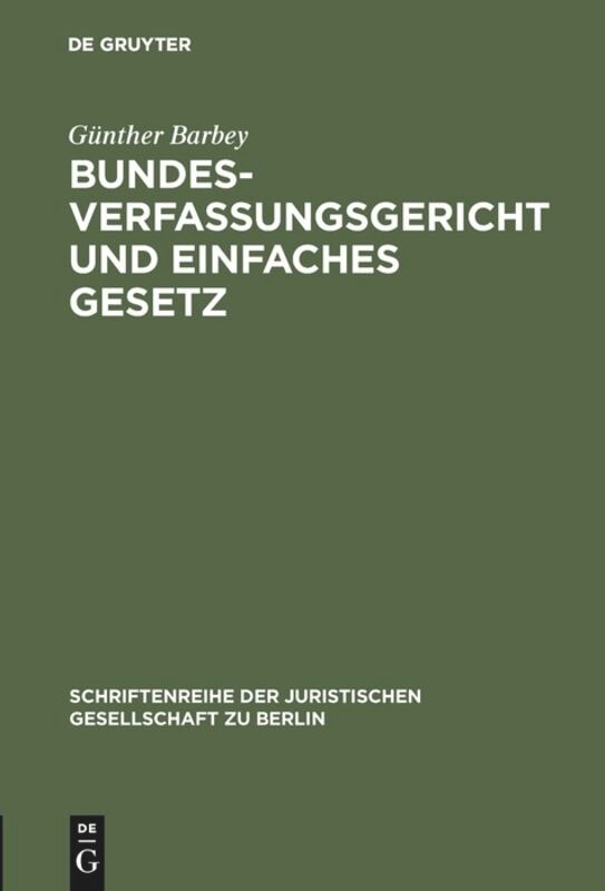 Front cover_Bundesverfassungsgericht und einfaches Gesetz