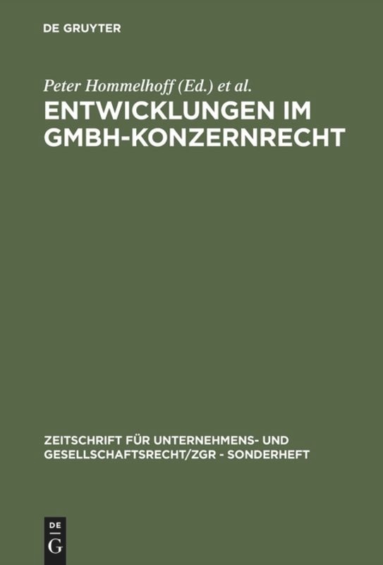 Front cover_Entwicklungen im GmbH-Konzernrecht