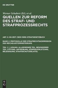 Couverture_1. Lesung: Allgemeiner Teil. Besonderer Teil (Tötung, Abtreibung, Körperverletzung, Beleidigung, Staatsschutzdelikte)