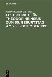 Front cover_Festschrift für Theodor Heinsius zum 65. Geburtstag am 25. September 1991