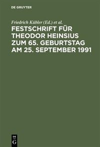 Front cover_Festschrift für Theodor Heinsius zum 65. Geburtstag am 25. September 1991