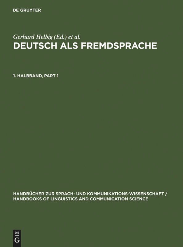Front cover_Deutsch als Fremdsprache. 1. Halbband