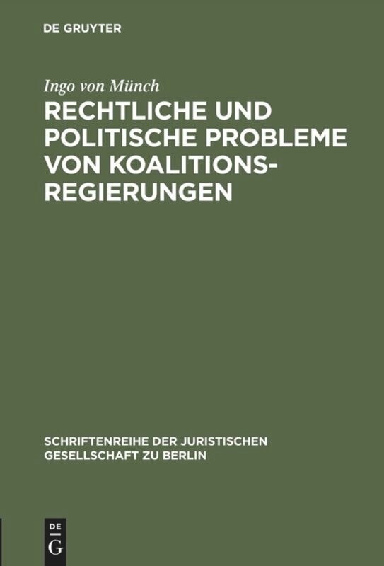 Front cover_Rechtliche und politische Probleme von Koalitionsregierungen